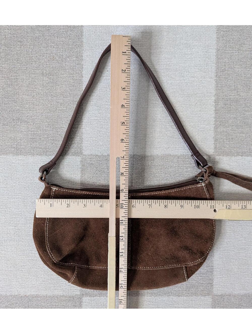 Vintage handmade suede baguette shoulder bag - Picture 6 of 6